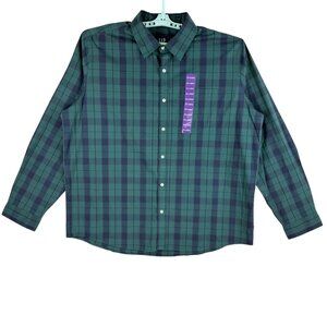 GAP Men's Stretch Long Sleeve Collared Green Sycamore Plaid Shirt Size XXL NWT